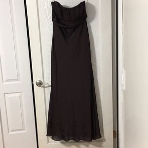 David’s Bridal long strapless dress in chocolate